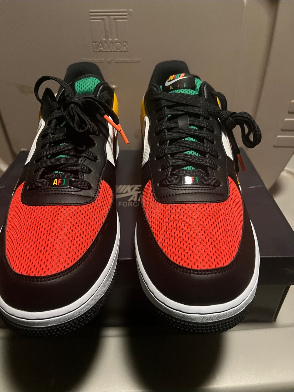 Nike Air Force 1 Low Men's Sneakers - Black/Red/Green multi color sz 14